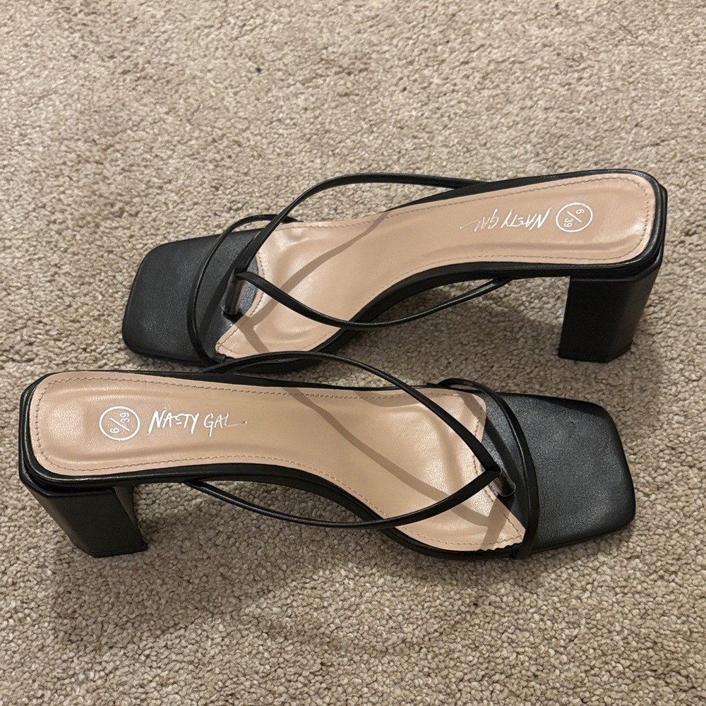 Nasty Gal Faux Leather Strappy Block Heel Sandals